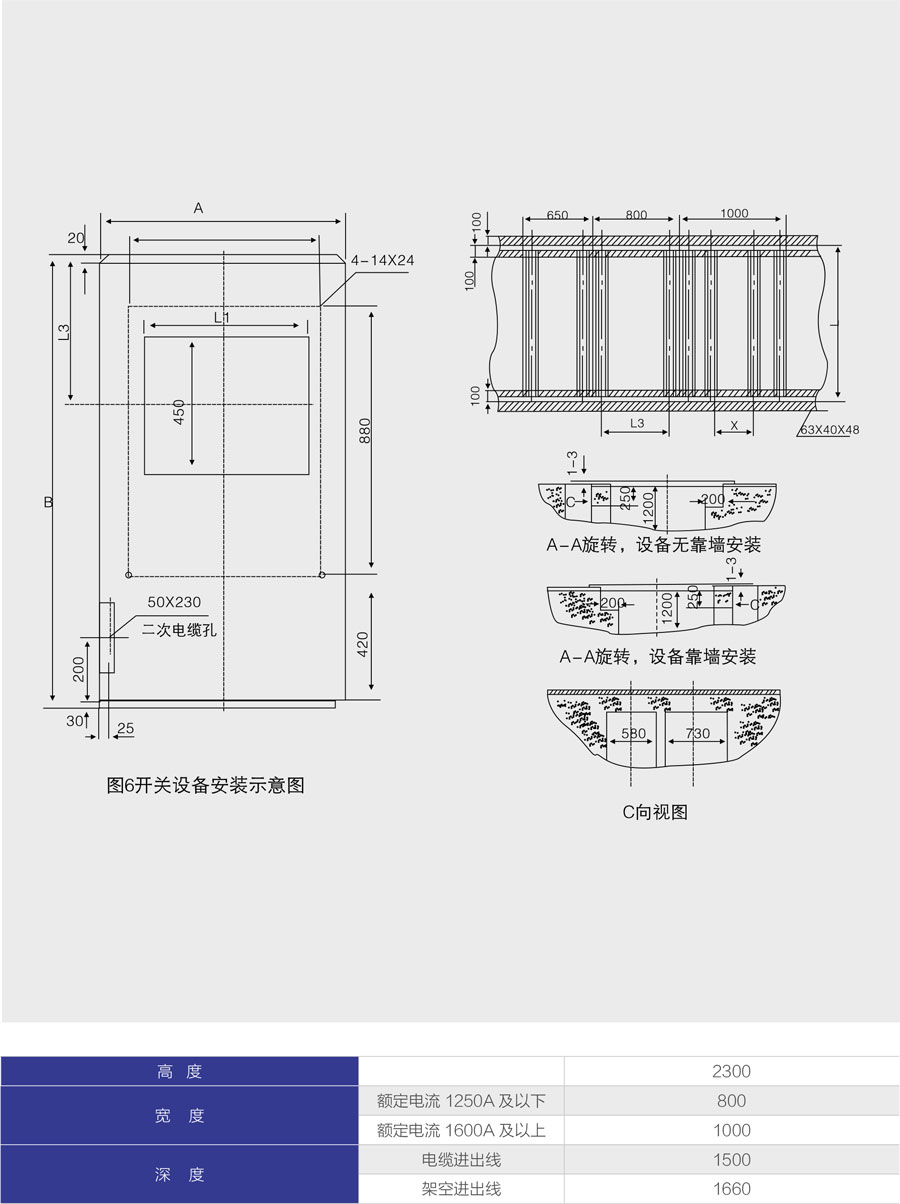 铠装移开式封闭开关设备外形尺寸图1